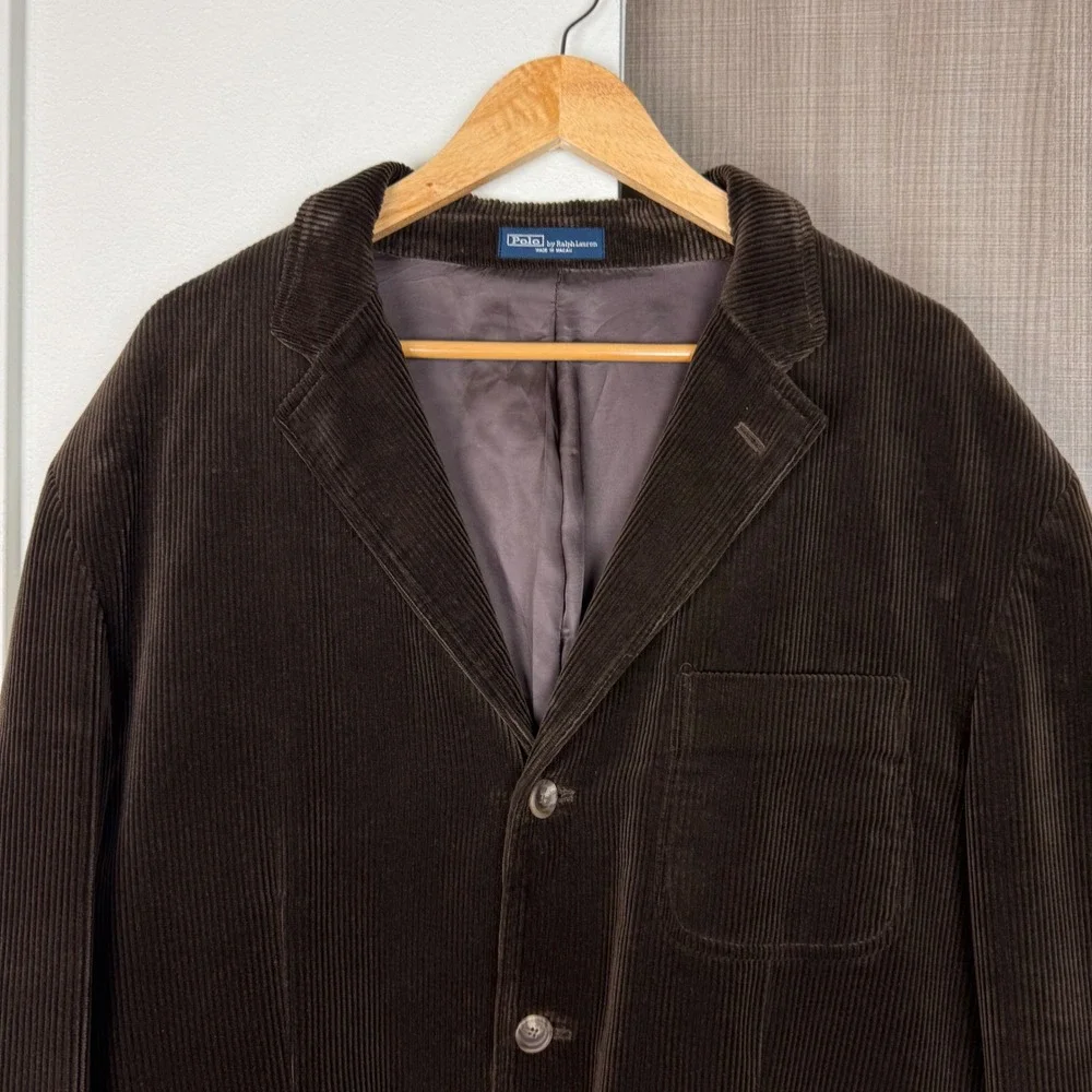 Vintage Polo Ralph Lauren Brown Corduroy Blazer Jacket Sport Coat Macau XXL